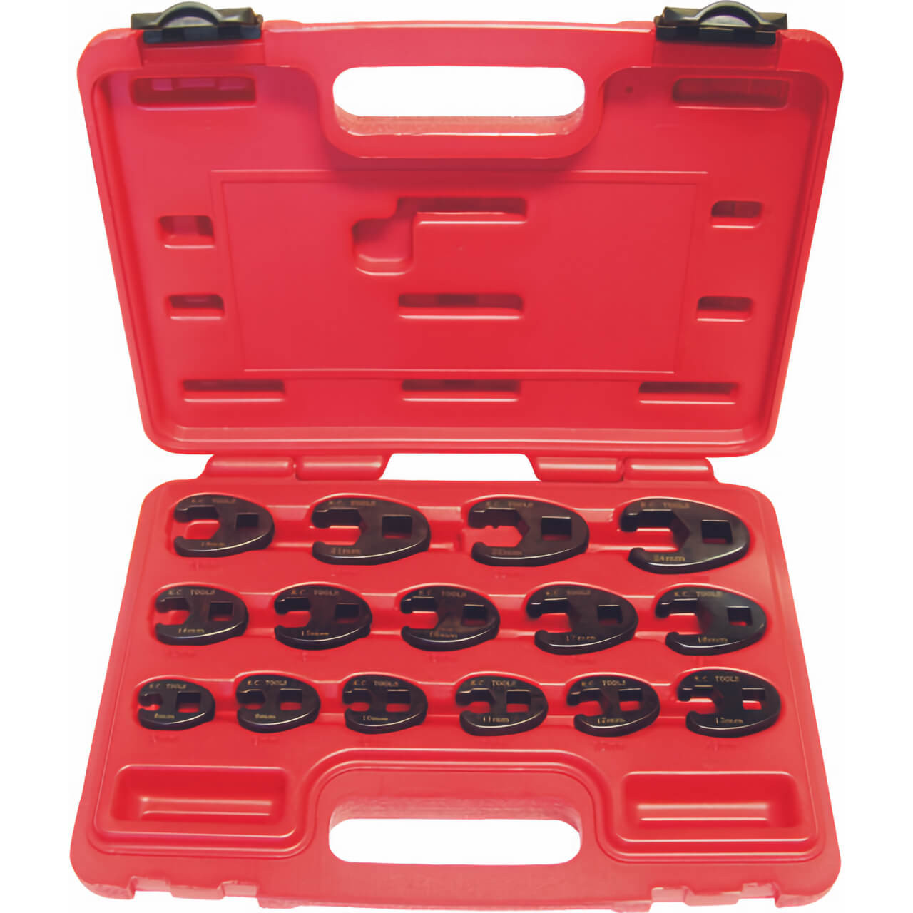KC Tools 8-24mm 3/8 & 1/2 Dr Impact Crows Foot Spanner Set Metric 15pce