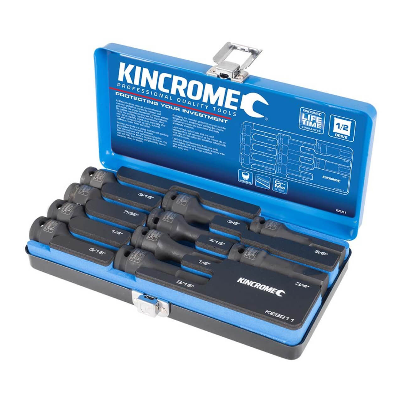 Kincrome 1/2 Dr Inhex Impact Socket Set Imperial 10pce