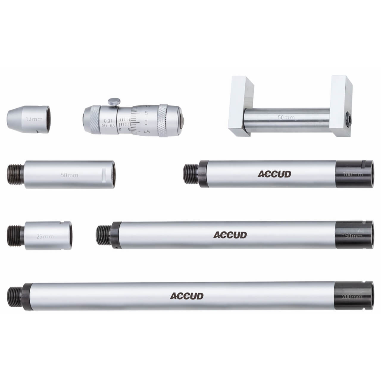 Accud 50-300mm Metric Tubular Inside Micrometer Set