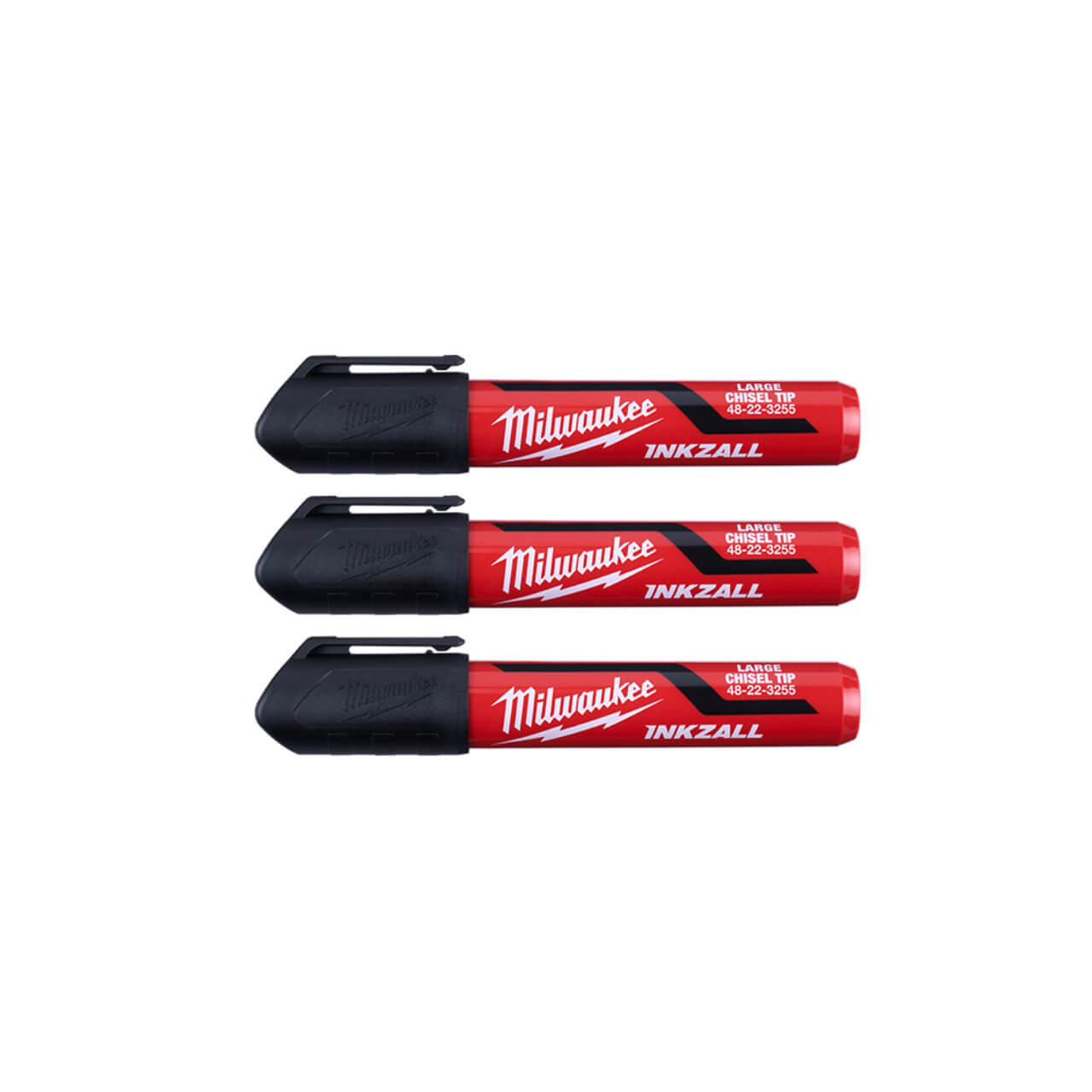 Milwaukee Inkzall Black Large Chisel Tip Marker 3pk