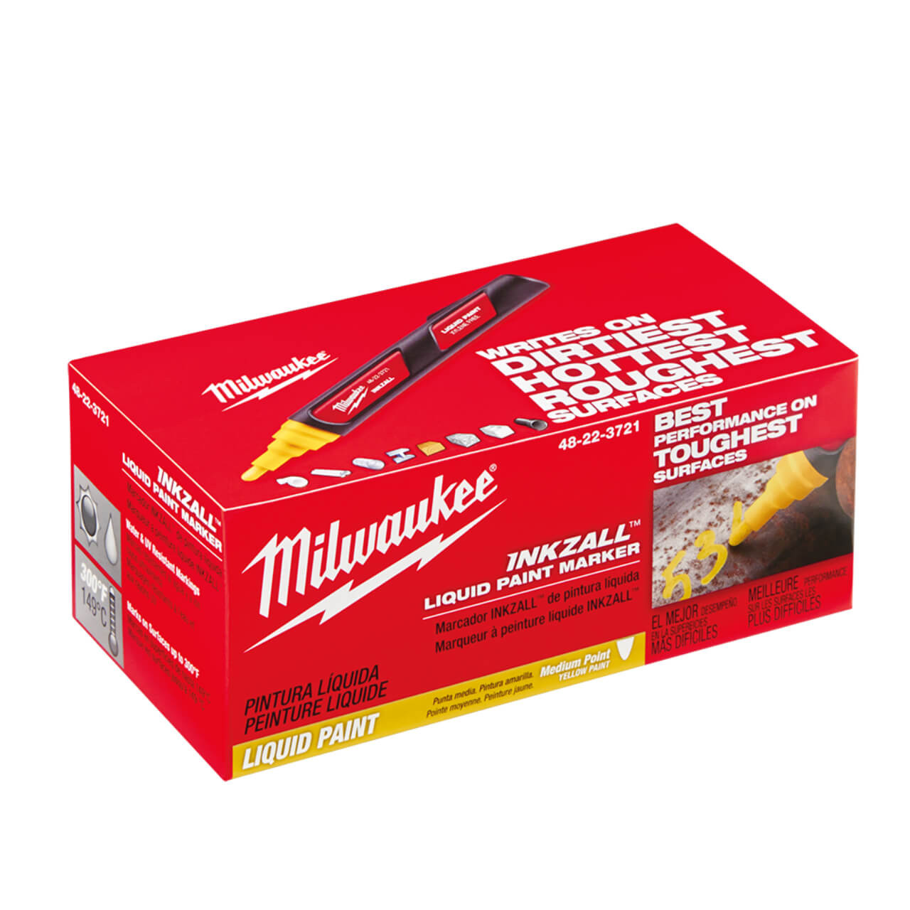 Milwaukee Inkzall Yellow Liquid Paint Marker 12pk