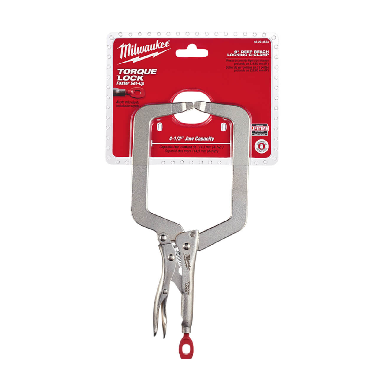 Milwaukee Torque Lock 228mm Deep Reach C-Clamp Regular Jaw Locking Pliers