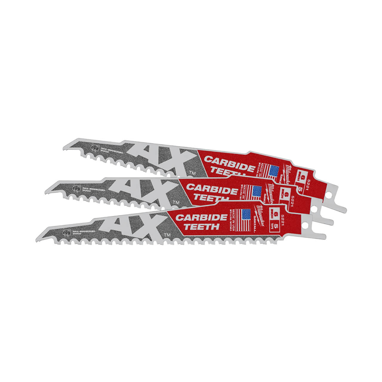 Milwaukee Sawzall 150mm The Ax With Carbide Teeth Wood Demolition Reciprocating Saw Blade 3pk