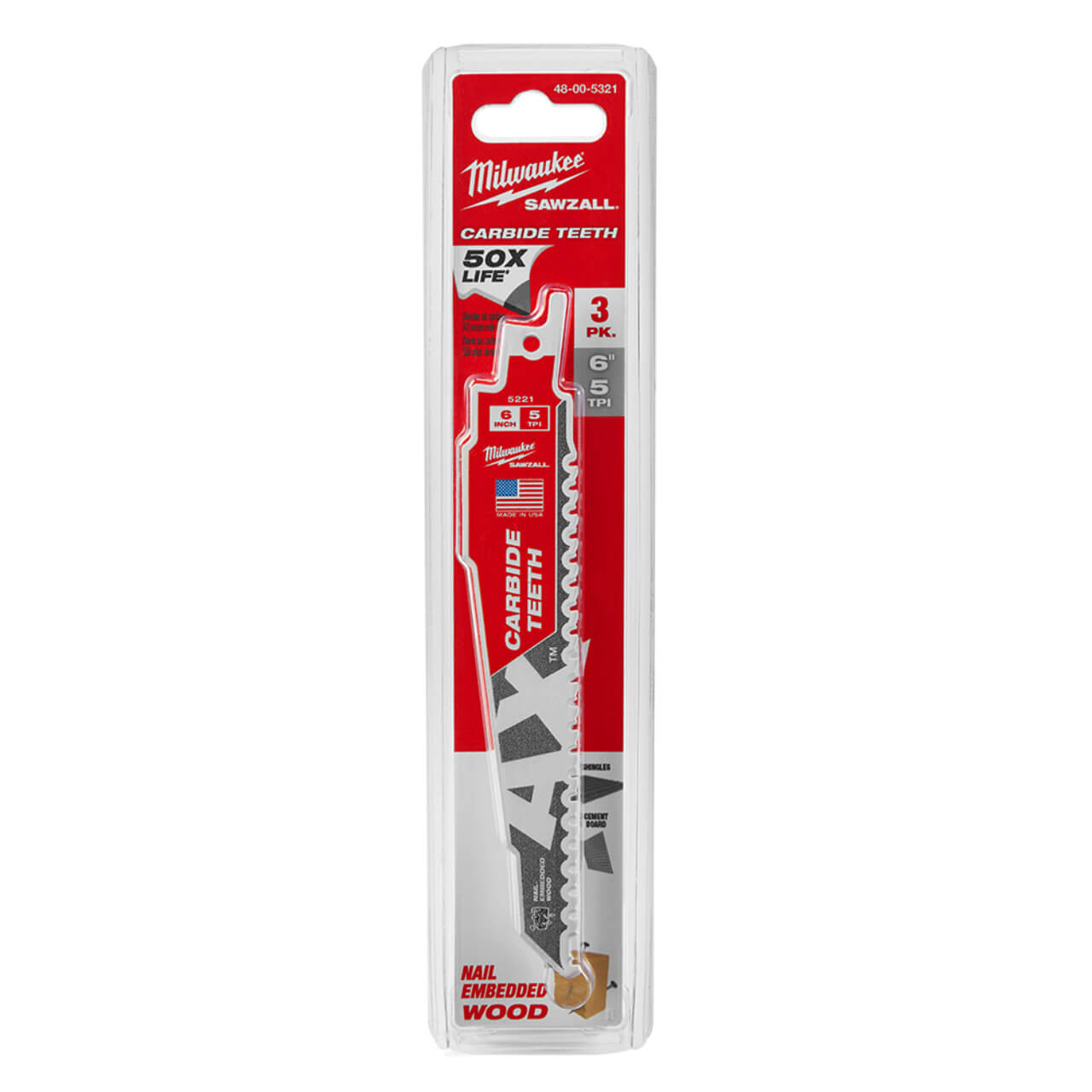 Milwaukee Sawzall 150mm The Ax With Carbide Teeth Wood Demolition Reciprocating Saw Blade 3pk