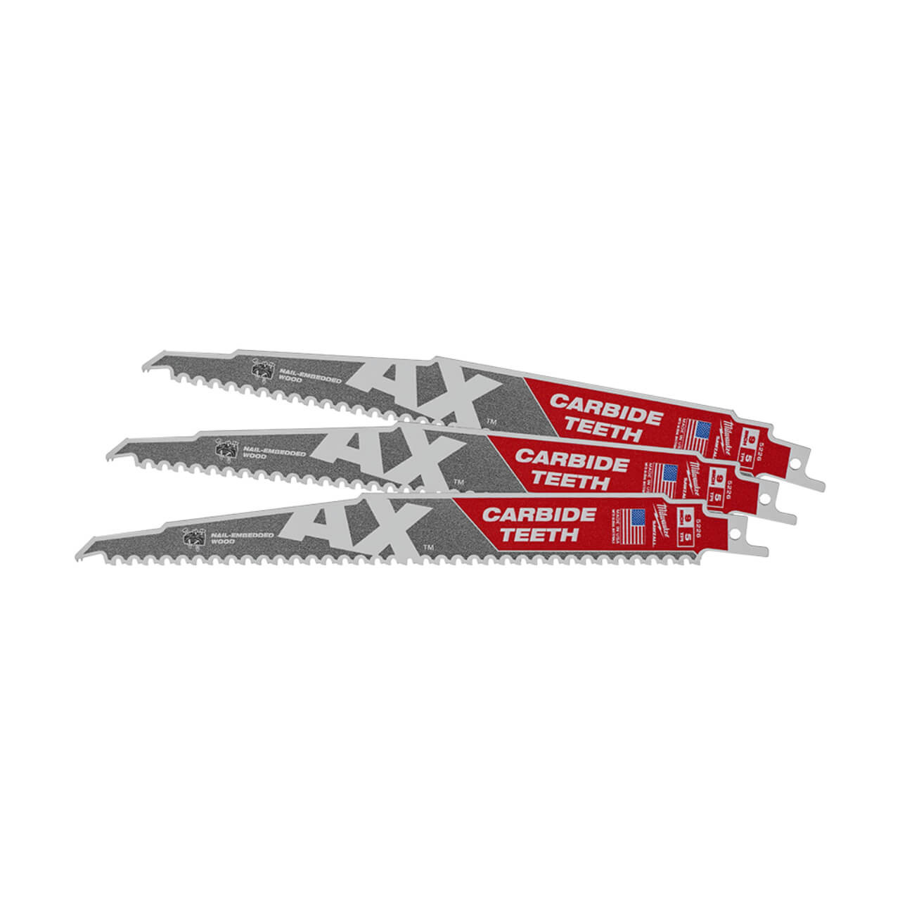 Milwaukee Sawzall 230mm The Ax With Carbide Teeth Wood Demolition Reciprocating Saw Blade 3pk