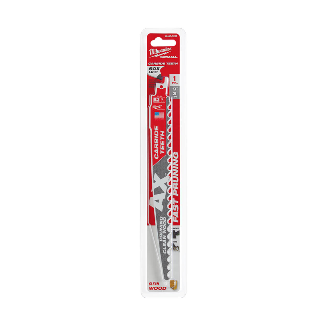 Milwaukee Sawzall 225mm The Ax With Carbide Teeth For Pruning & Clean Wood Reciprocating Saw Blade