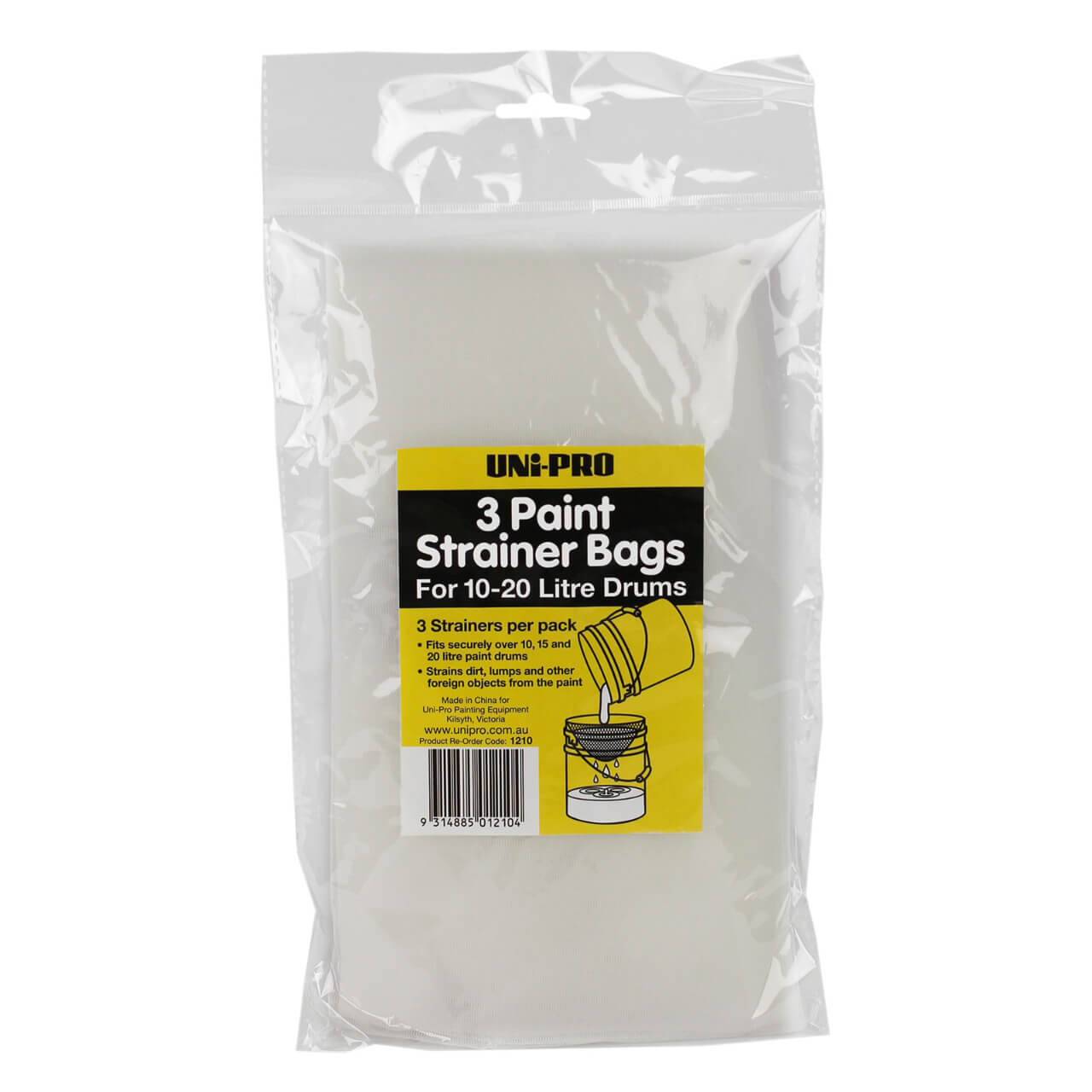 UNi-PRO Paint Strainer Bags 10-20 Litre Paint Tins 3pk