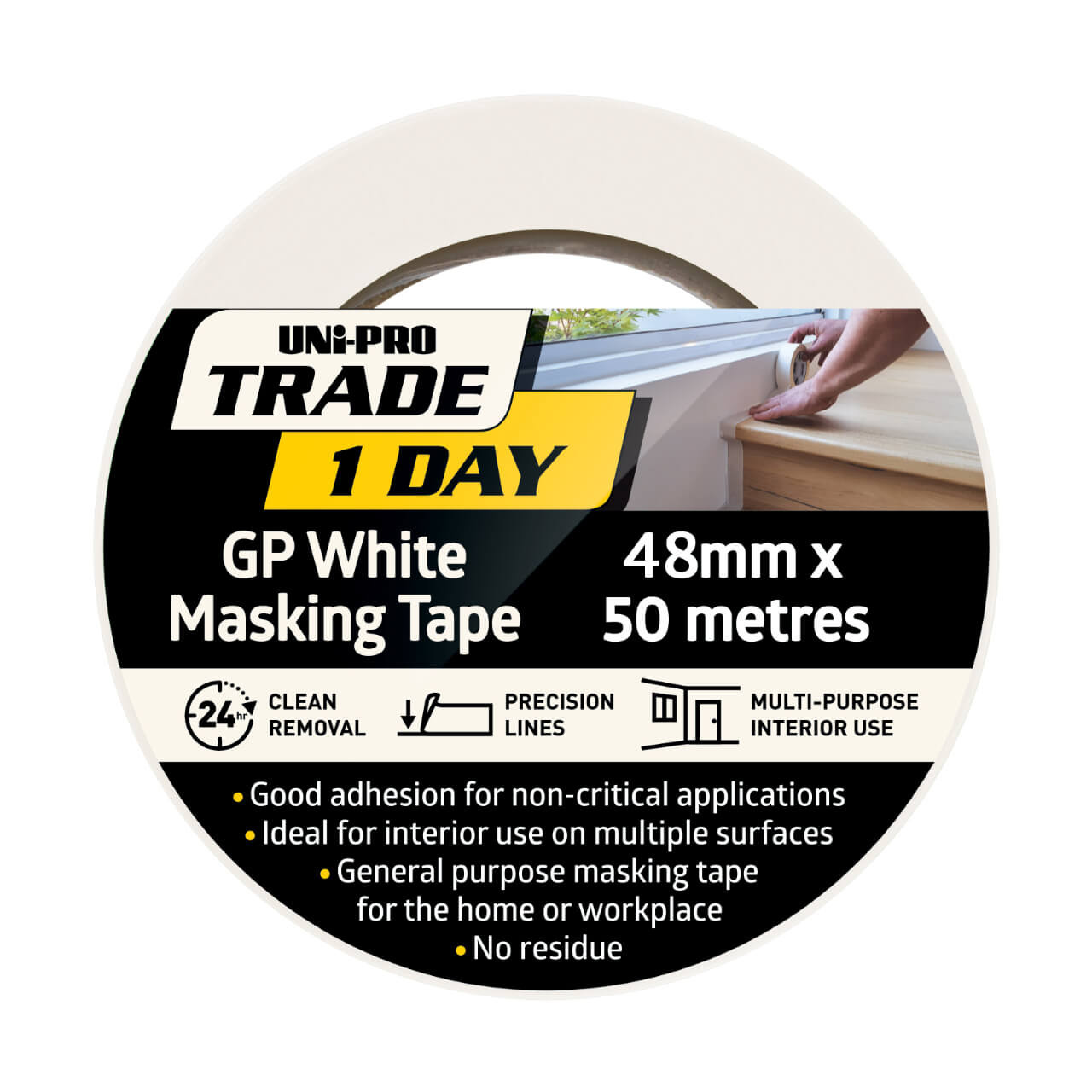 UNi-PRO White GP Masking Tape 48mm x 50mt