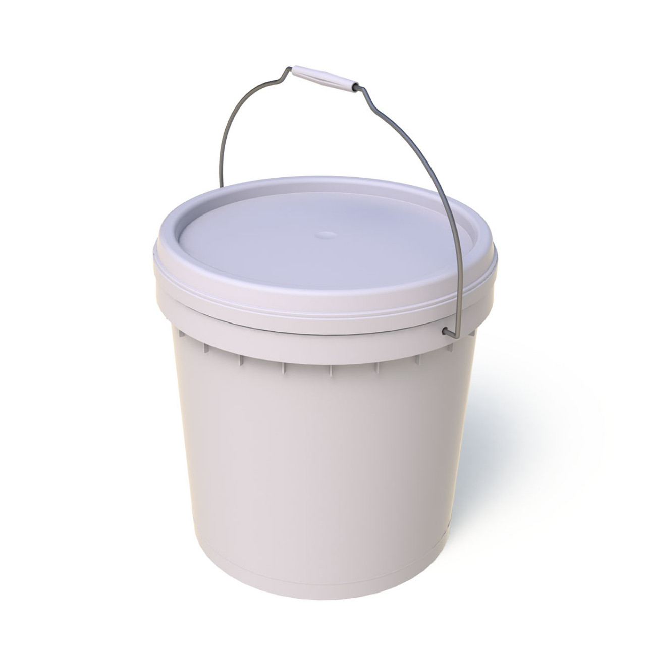 10L White Bucket inc Lid, Metal Handle