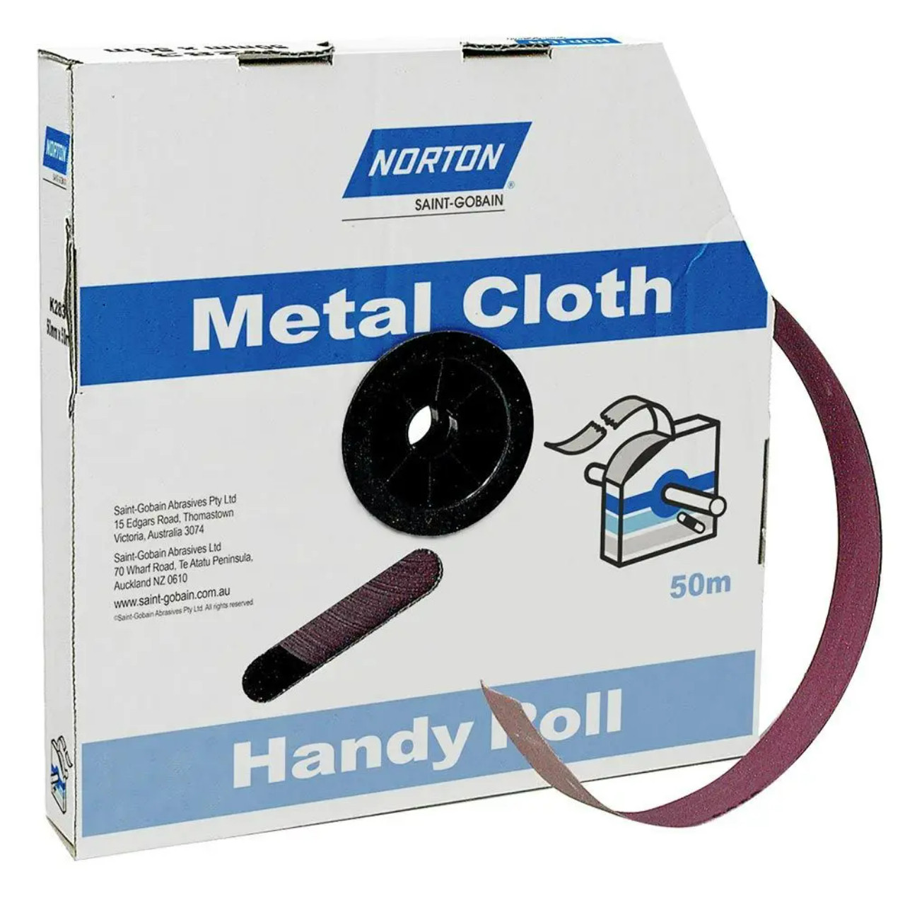 Norton 50mm x 50m K283 P120 Metalite Cloth Handy Roll