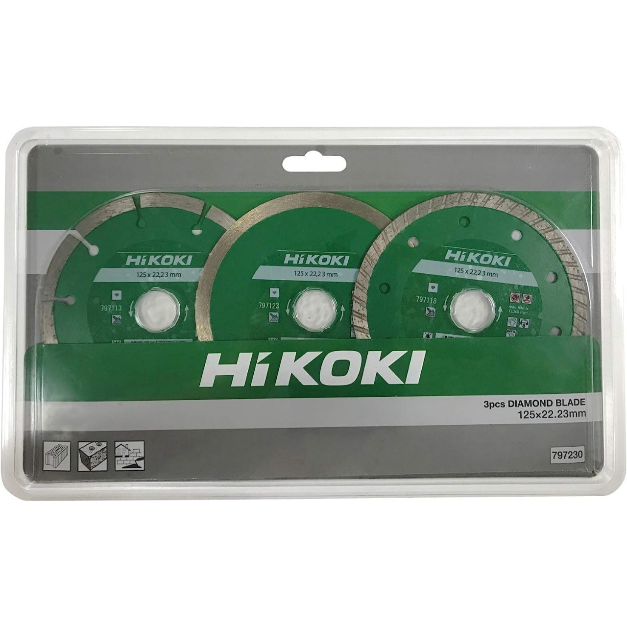 Hikoki 125mm x 22.23mm Diamond Wheel Pack 3pce