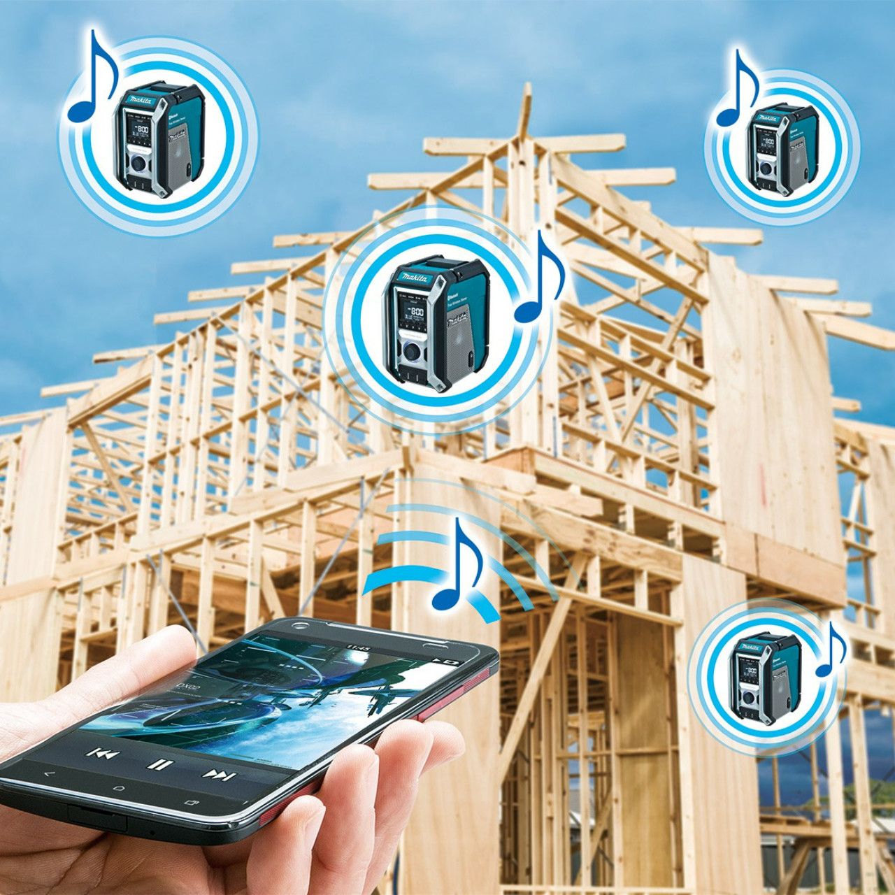 Makita 40V Max Bluetooth Jobsite Radio, Compatible with 18V LXT & 12V Max CXT Batteries - Tool Only
