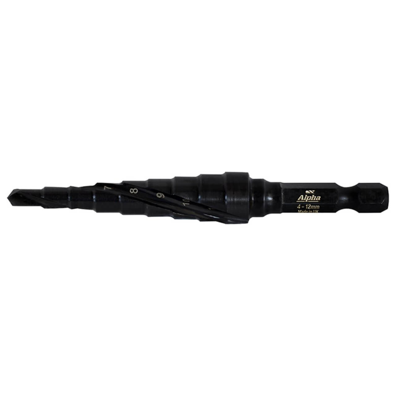 Alpha ThunderMax 4-12mm Step Drill Spiral Flute Impact Shank