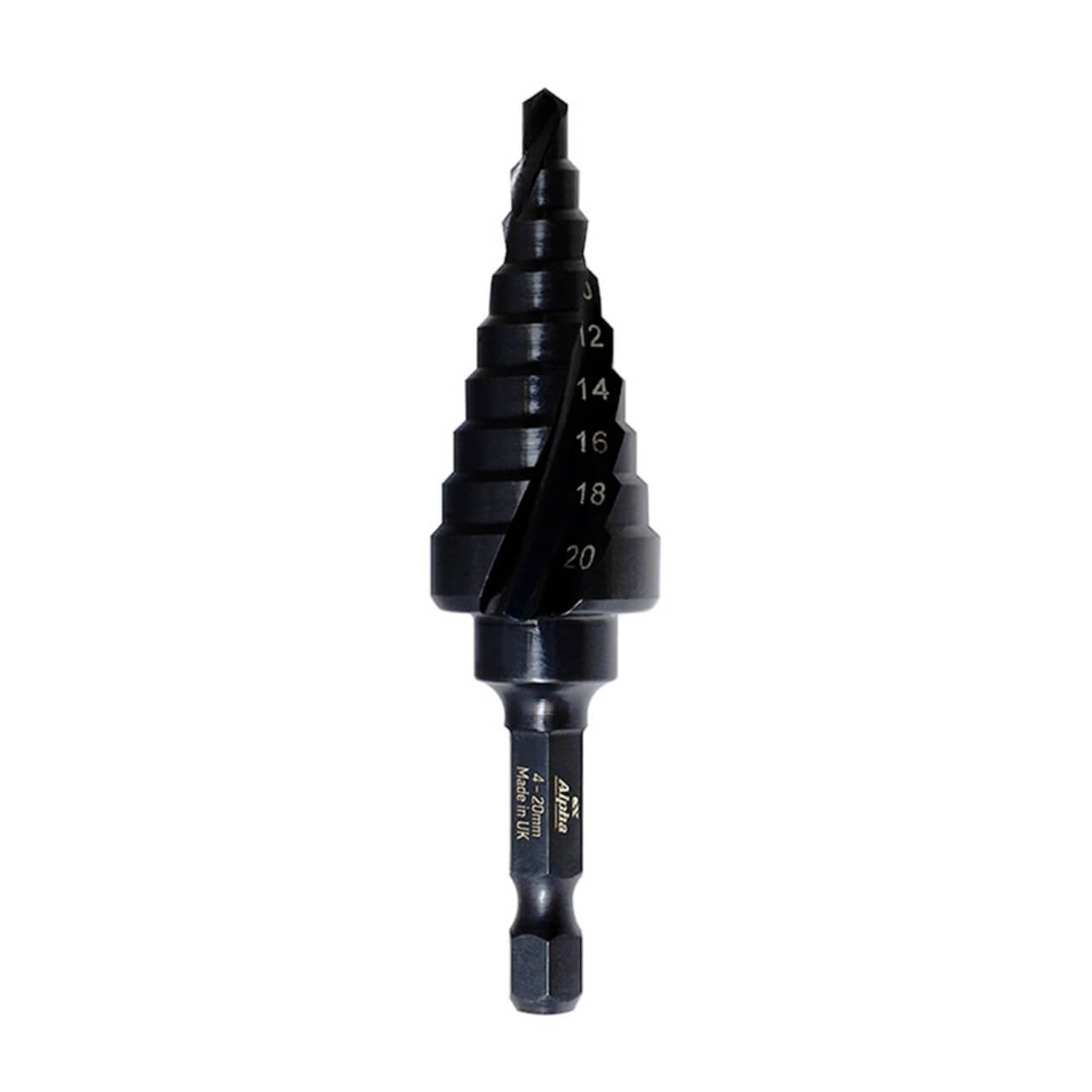 Alpha ThunderMax 4-20mm Step Drill Spiral Flute Impact Shank