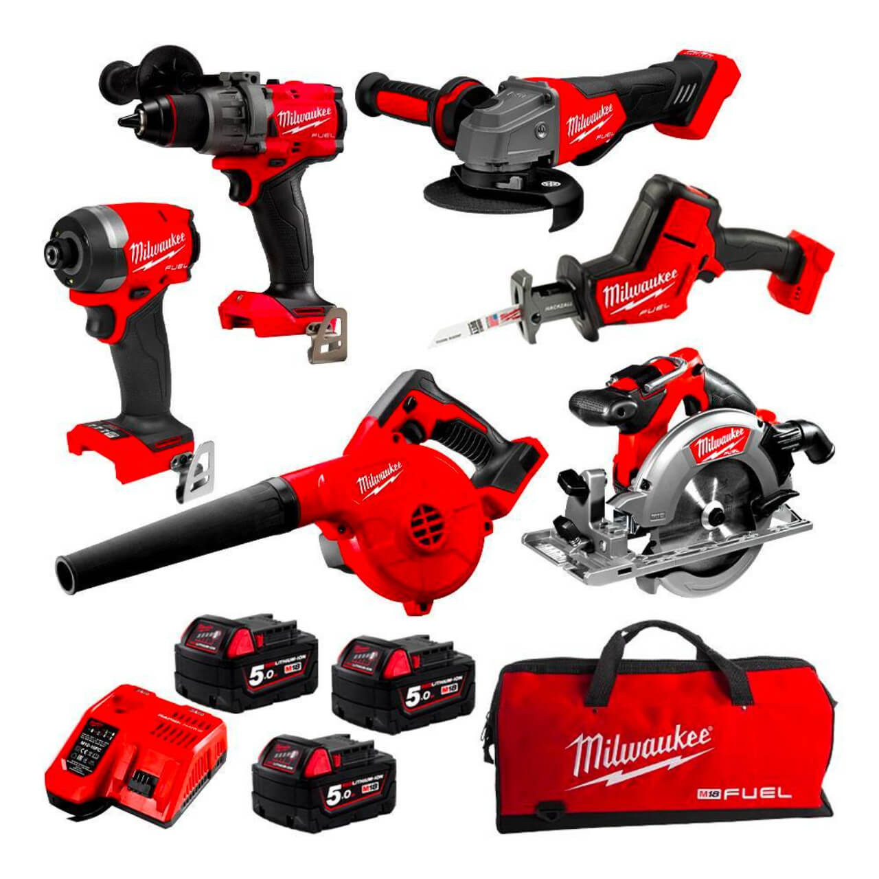 Milwaukee M18 FUEL™ 6 Piece Power Pack 6A3 (M18FPD3, M18FID3, M18FAG125XPD, M18FHZ, M18CCS55, M18BBL)