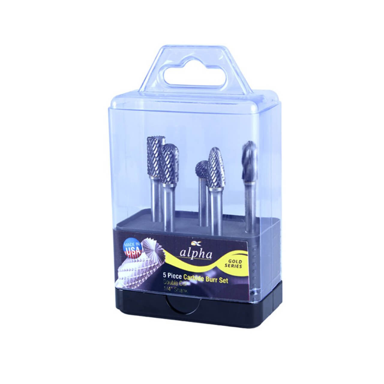 Alpha 1/4 x 1/4 Shank 5pce Carbide Burr Set # 8