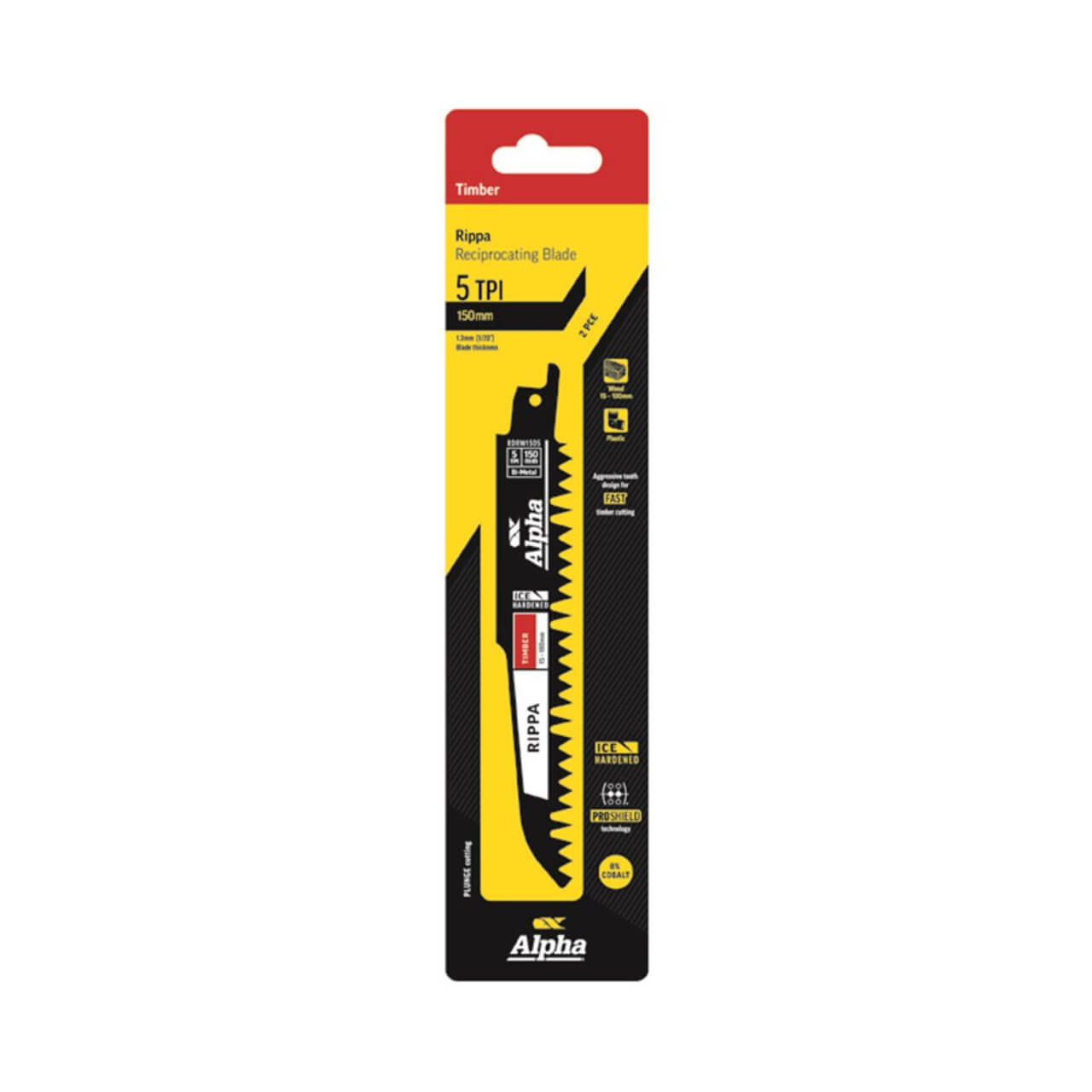 Alpha 150mm 5tpi Rippa Timber Reciprocating Saw Blade 2pk