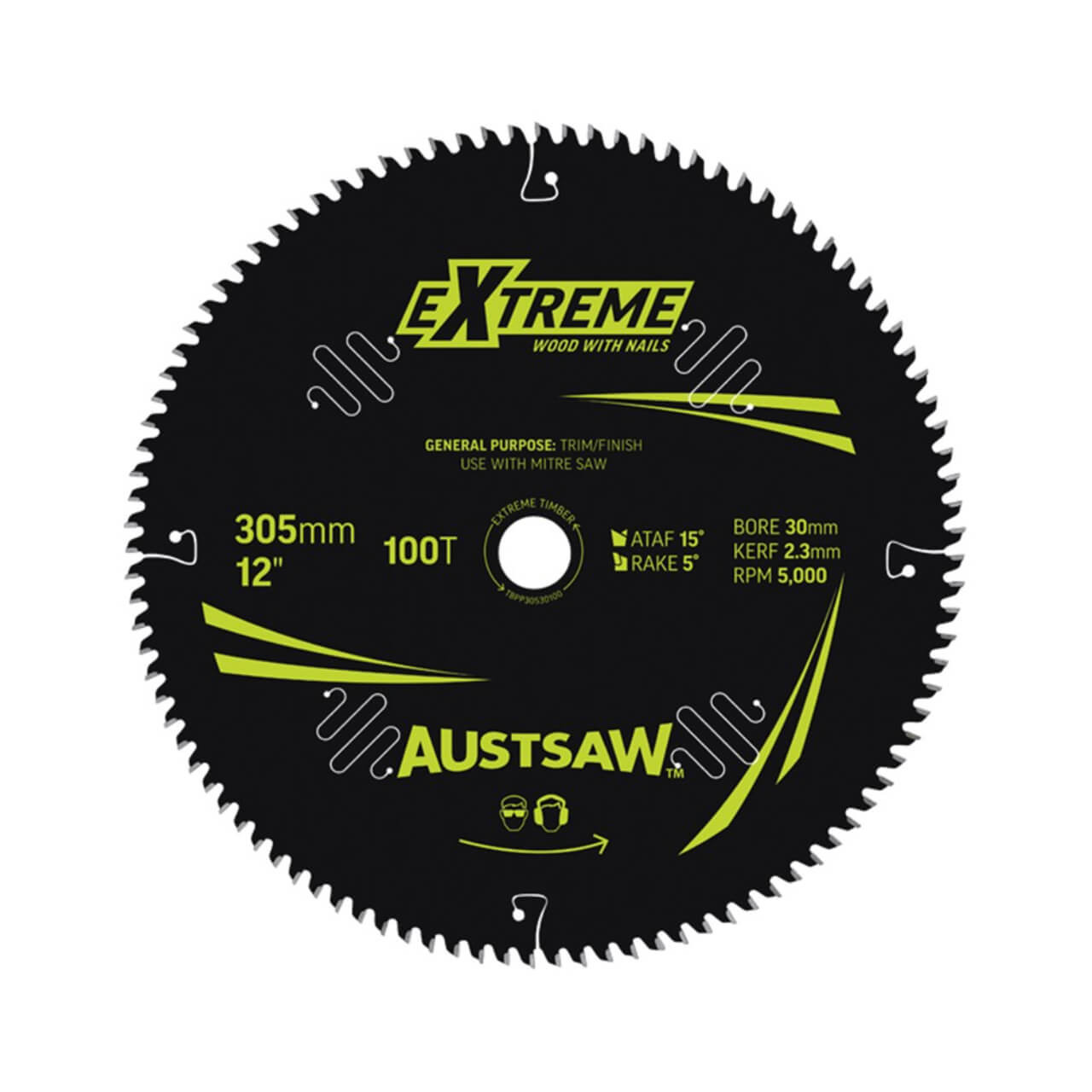 Austsaw Extreme: Wood with Nails Blade 305mm x 30 Bore x 100 T Thin Kerf