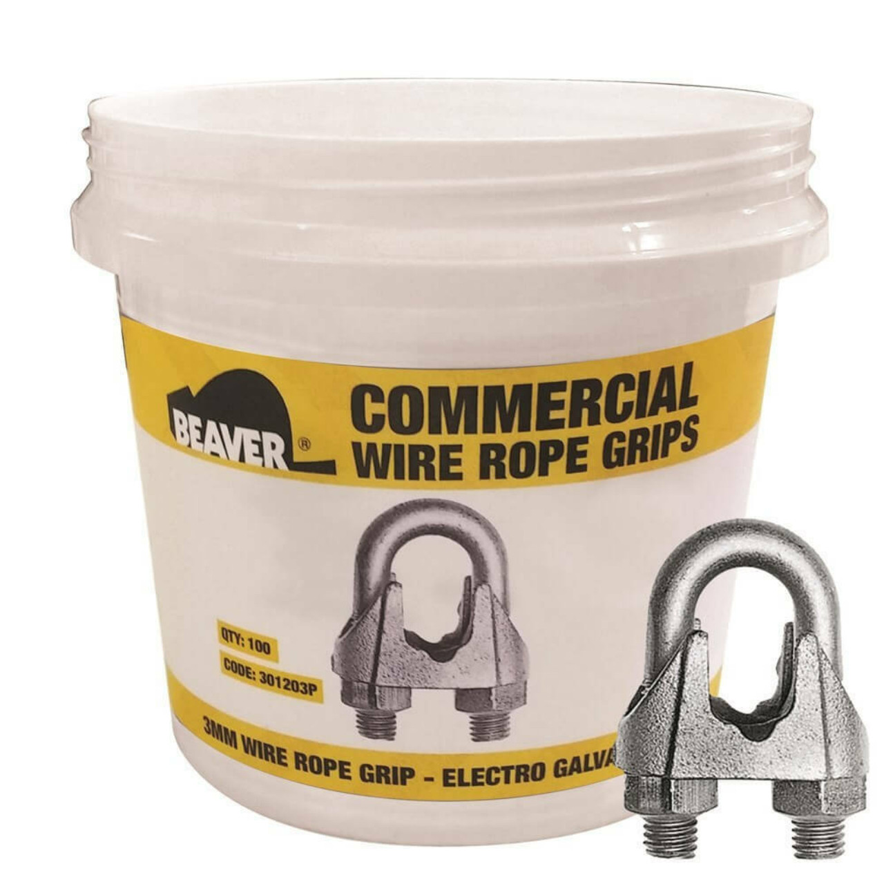 Beaver Commercial Galvanised Wire Rope Grips 6mm Cable 50/Pail