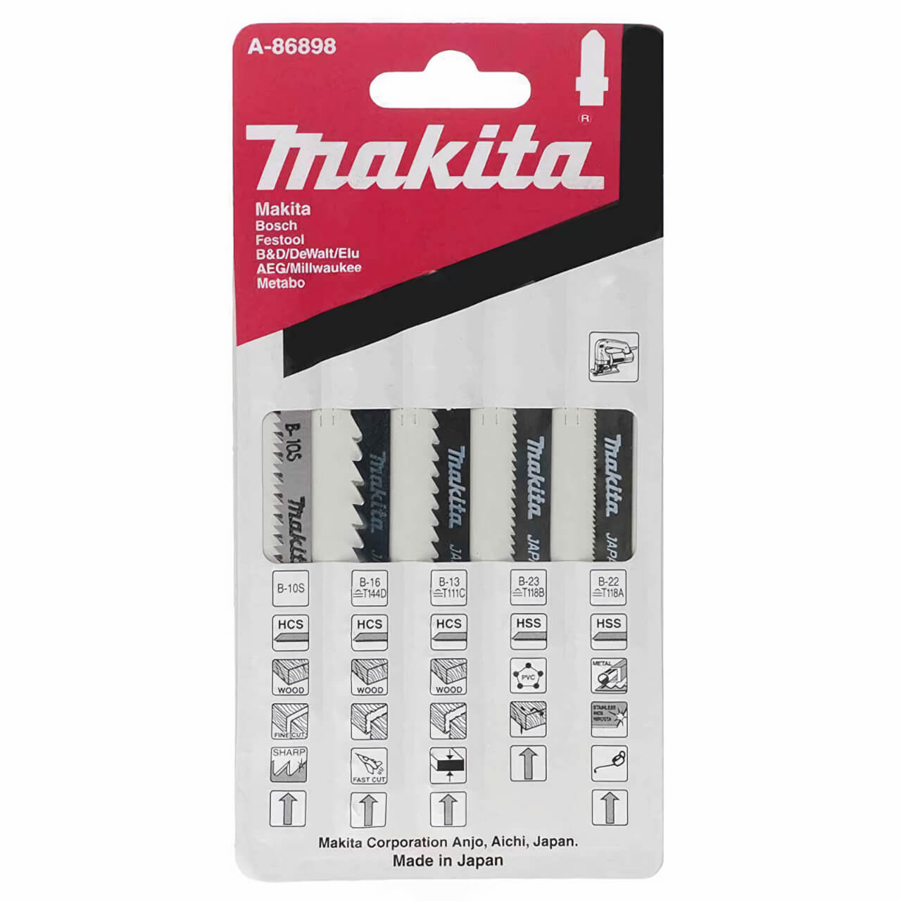 Makita Jigsaw Blades Assorted Bayonet Shank 5pk