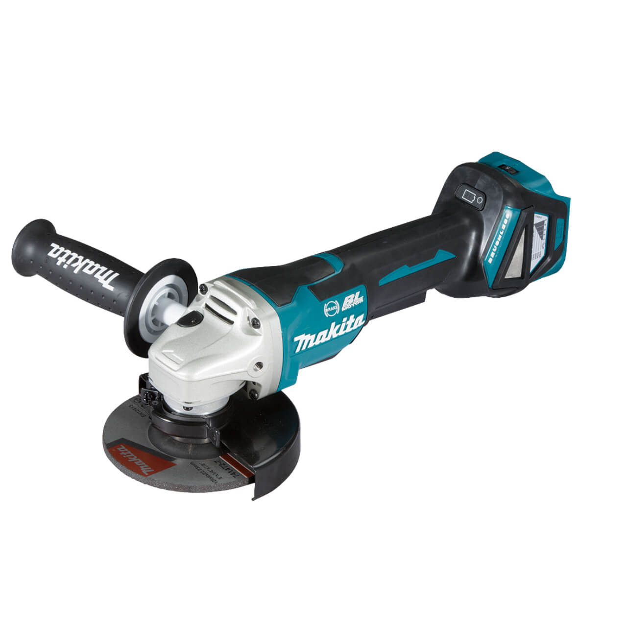 Makita 18V BRUSHLESS 125mm Variable Speed Paddle Switch Angle Grinder Kit - Includes 2 x 5.0Ah Batteries. Rapid Charger & Carry Case