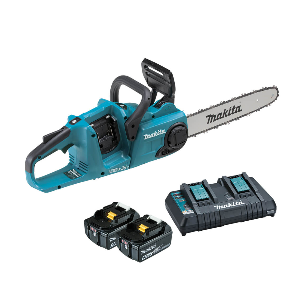 Makita 36V (18V x 2) 5.0Ah Li-ion Cordless Brushless 350mm (14”) Chainsaw Combo Kit