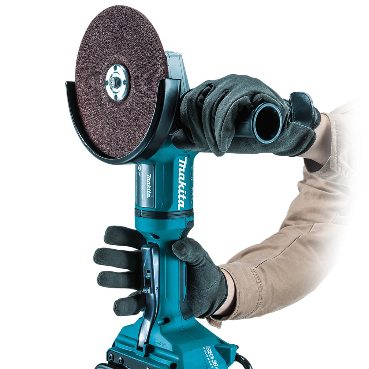 Makita 18Vx2 BRUSHLESS AWS 180mm (7”) Angle Grinder. Paddle Switch. Kick Back Detection. Electric Brake. Anti-Vib Handle & Carry Case - Tool Only