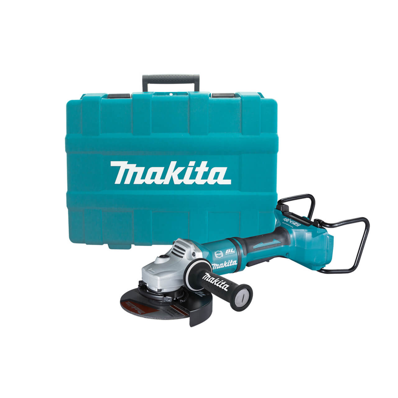 Makita 18Vx2 BRUSHLESS 180mm (7”) Angle Grinder. Paddle Switch. Kick Back Detection. Electric Brake. Anti-Vib Handle & Carry Case - Tool Only