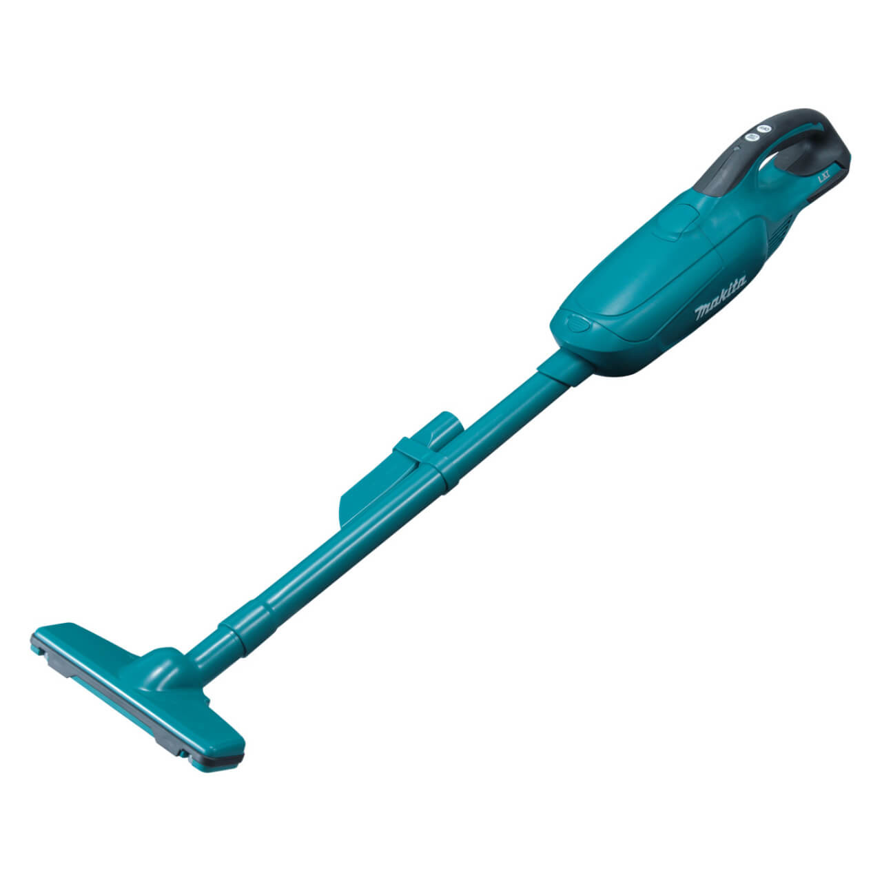 Makita 18V Stick Vacuum. Push Button Switch. Disposable Dust Bag. Teal Housing - Tool Only