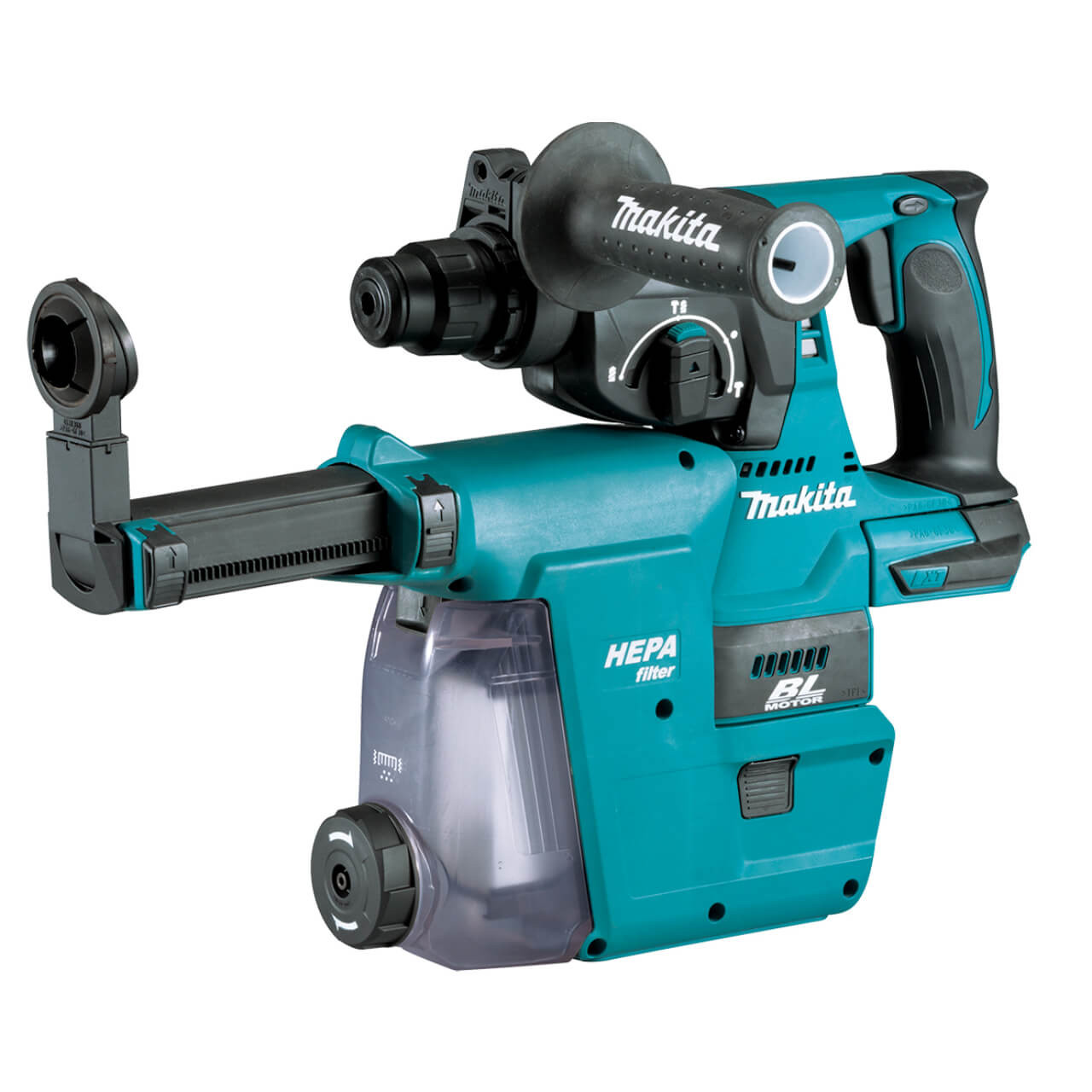Makita 18V BRUSHLESS 24mm Rotary Hammer. Dust Extraction Adaptor (DX06). Case - Tool Only