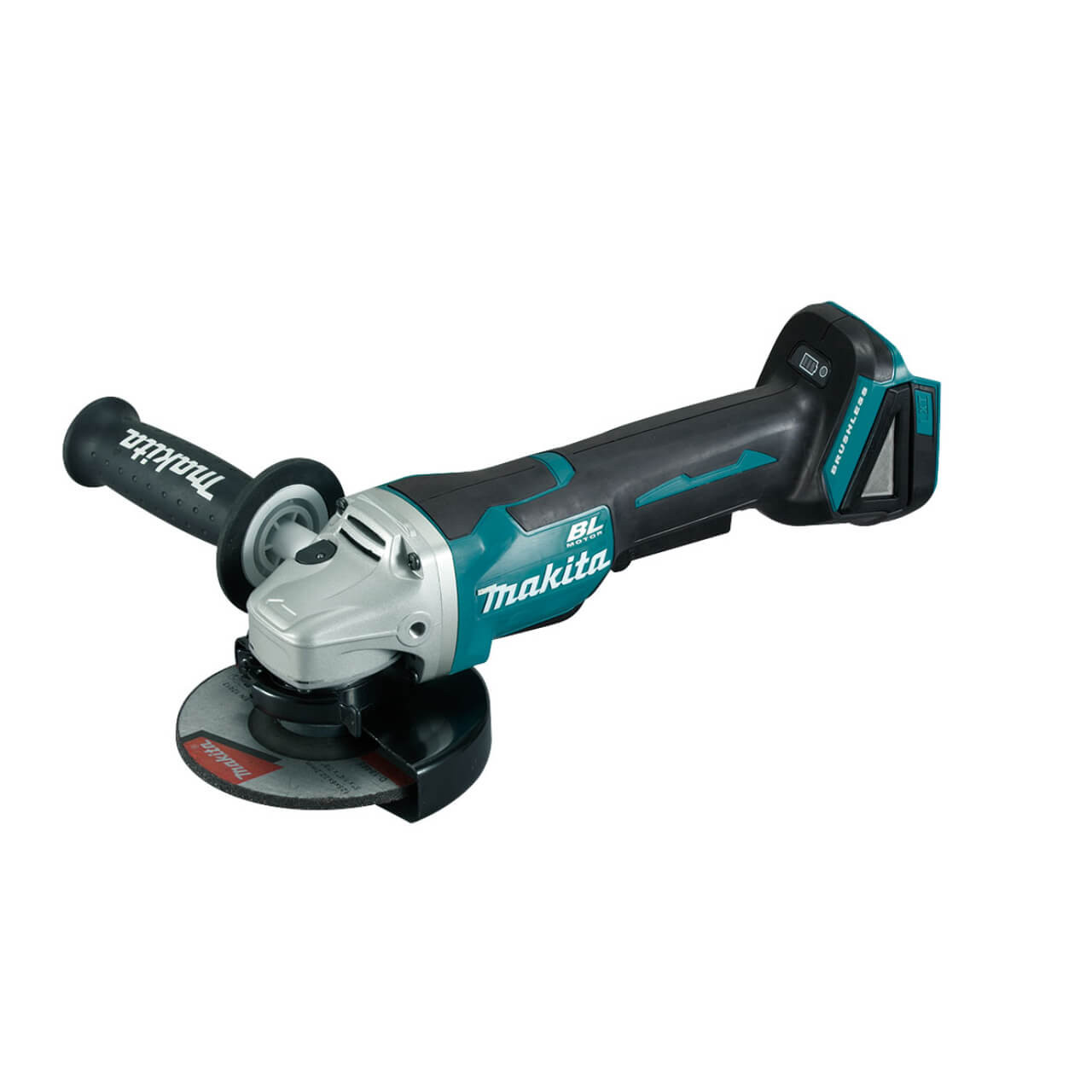 Makita 18V BRUSHLESS 125mm Paddle Switch Brake Angle Grinder Kit - Includes 2 x 5.0Ah Batteries. Rapid Charger & Carry Case