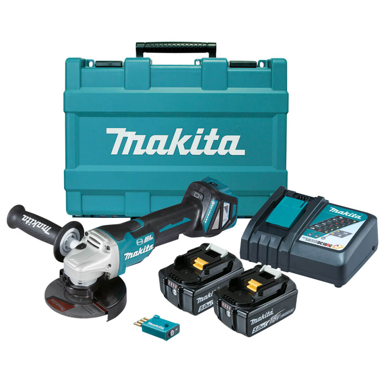 Makita 18V BRUSHLESS AWS 125mm Variable Speed Paddle Switch Brake Angle Grinder Kit