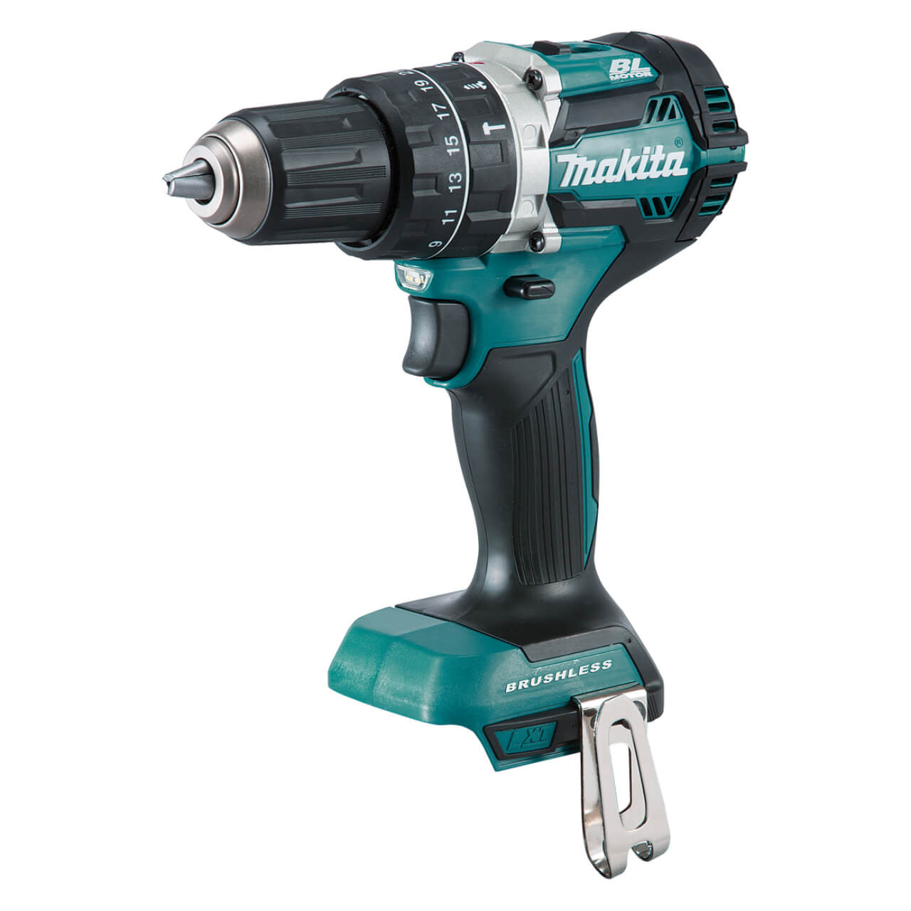 Makita 18V COMPACT BRUSHLESS Heavy Duty Hammer Driver Drill Kit - Includes 2 x 3.0Ah Batteries. Rapid Charger & Carry Case
