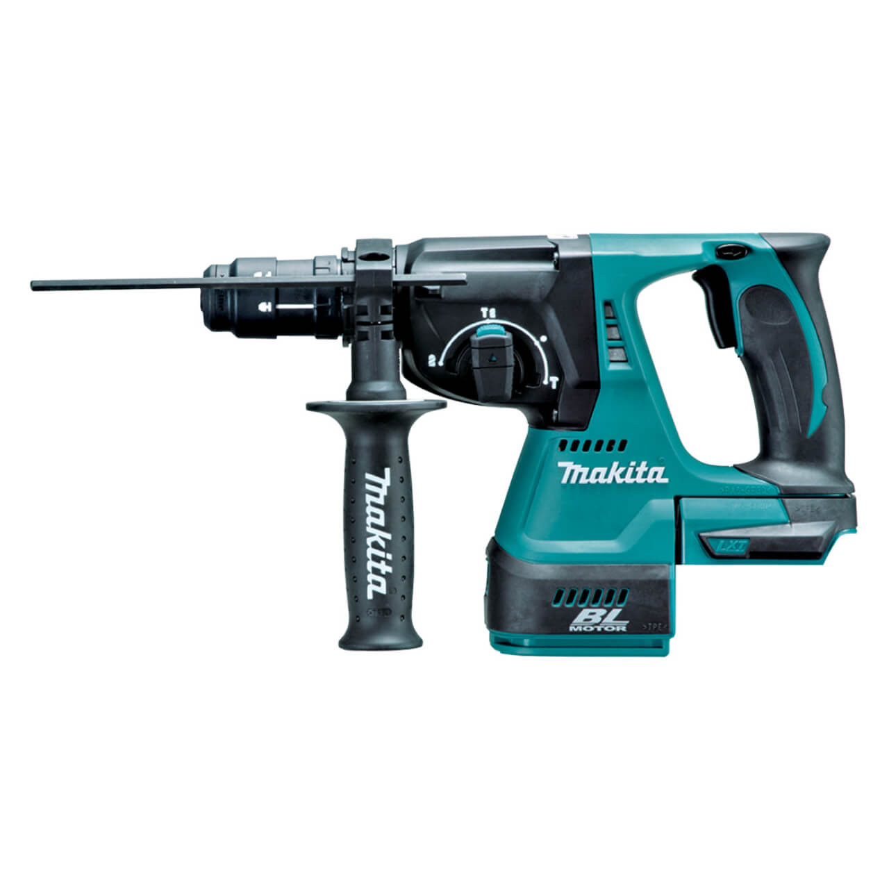 Makita 18V BRUSHLESS 24mm Quick Change Chuck Rotary Hammer Kit - Includes 2 x 5.0Ah Batteries. Rapid Charger & Carry Case