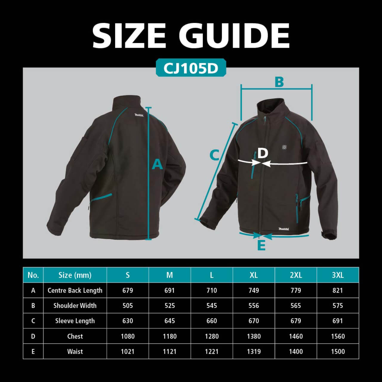 Makita 12V Max Black Heated Jacket (Medium) - Tool Only