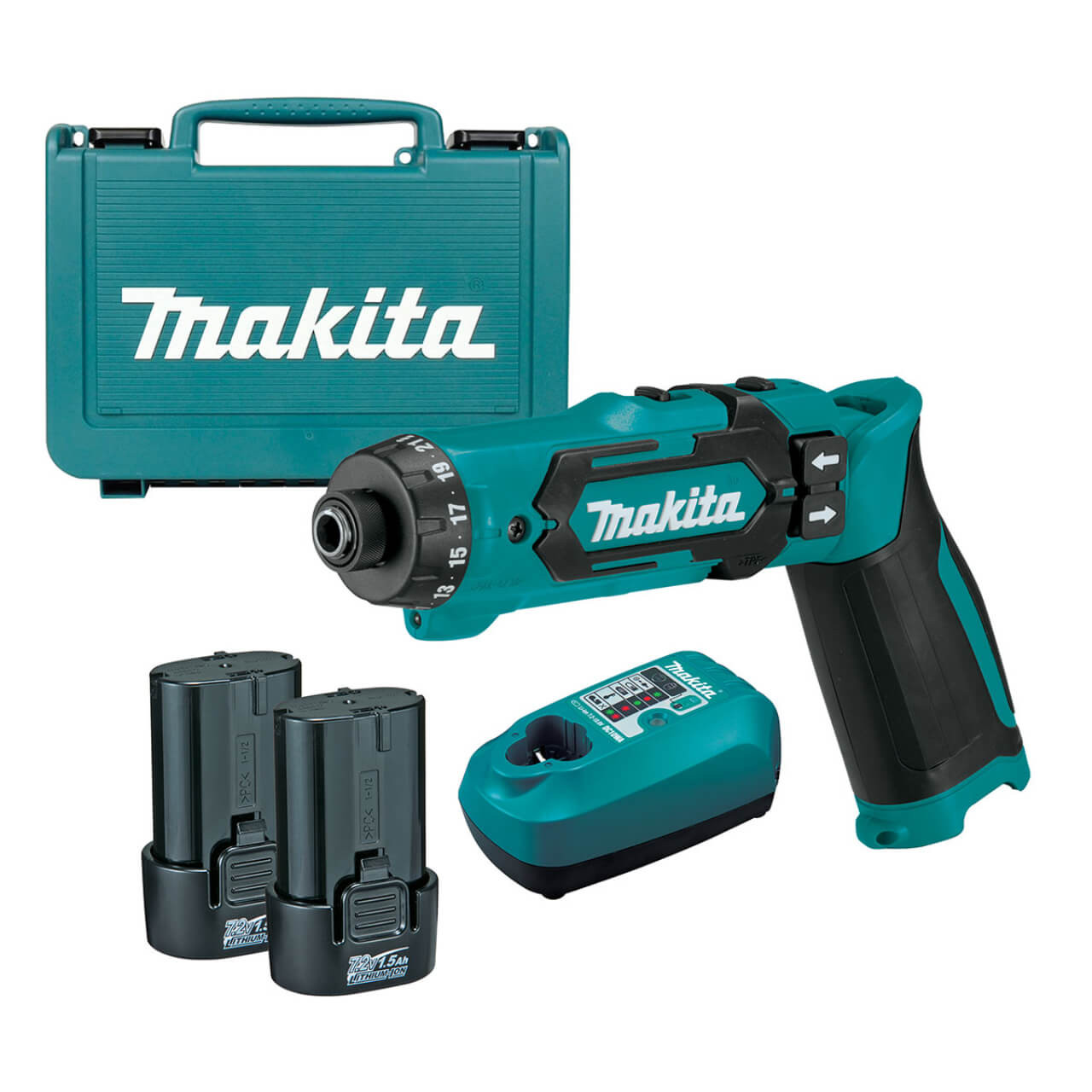Makita 7.2V Pen Driver Drill Kit - Includes 2 x 1.5Ah Batteries. Charger & Carry Bag