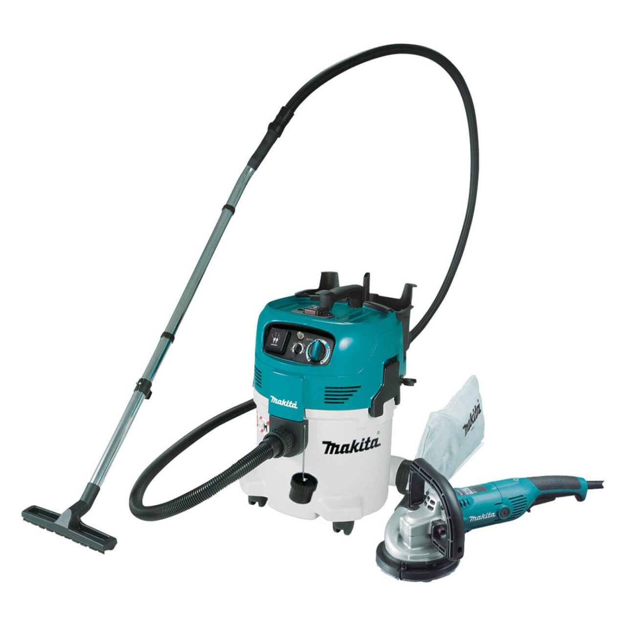 Makita 125mm (5”) Concrete Planer (PC5000C) & 30L Wet/Dry M-Class Vacuum (VC3012MX1) Combo