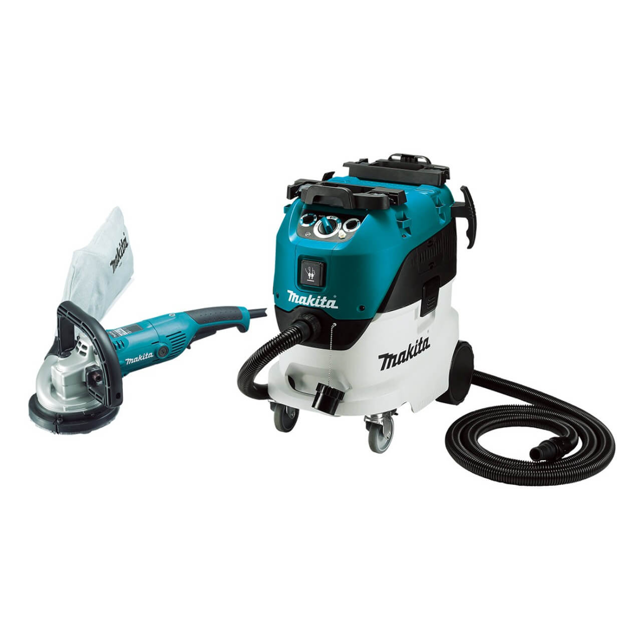 Makita 125mm (5”) Concrete Planer (PC5000C) & 42L Wet/Dry M-Class Vacuum (VC4210MX2) Combo