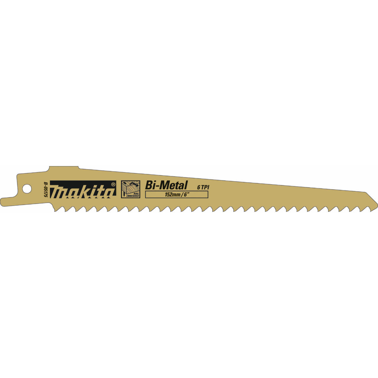 Makita Recipro Blade Bi-Metal Wood & Nails 152mm x 1.25mm x 6tpi 5pk