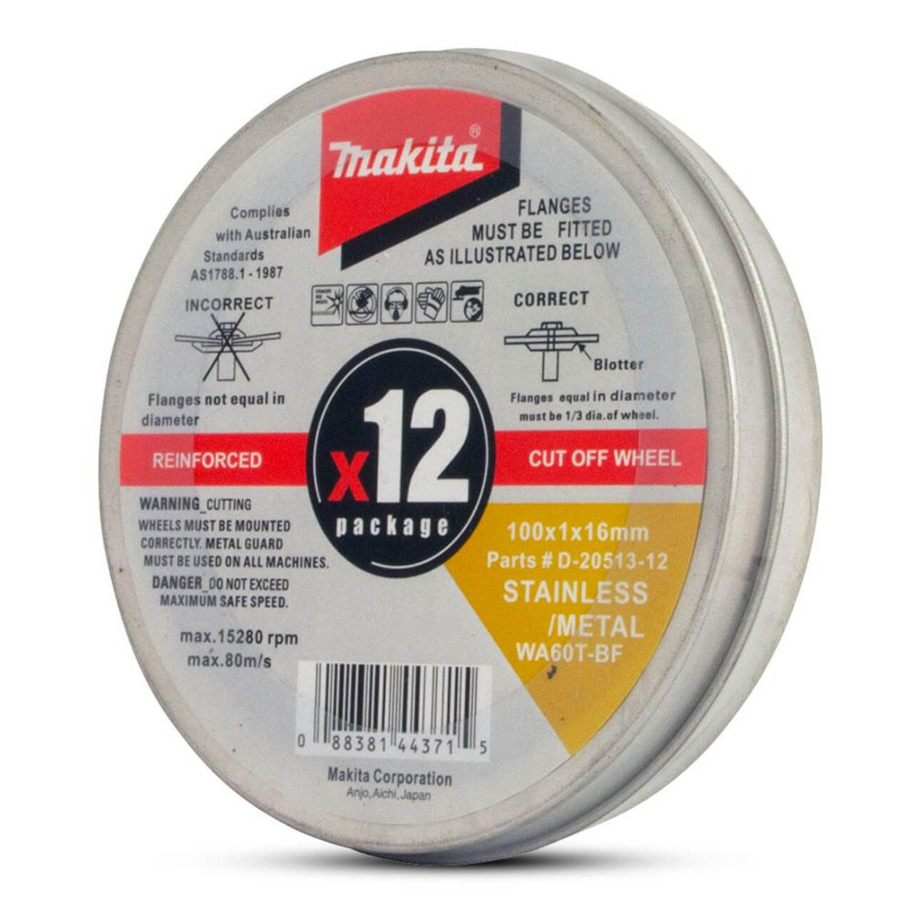 Makita Inox 100x1x16 Cutting Disc 12 Piece Tin