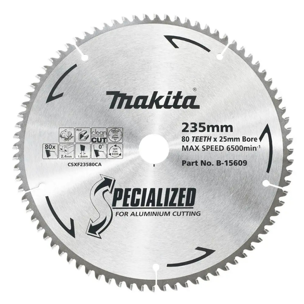 Makita 235mm x 25.4mm x 80T TCT Aluminum Circular Saw Blade