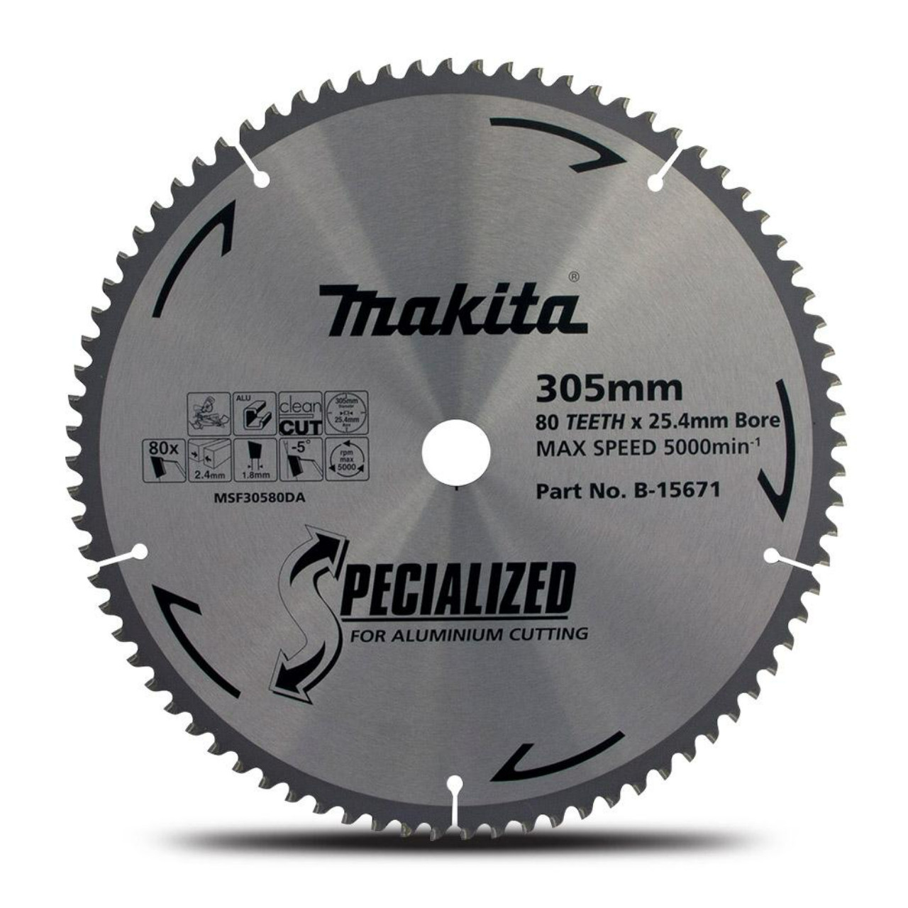 Makita 305mm x 25.4mm x 80T TCT Aluminum Saw Blade - Mitre Saw