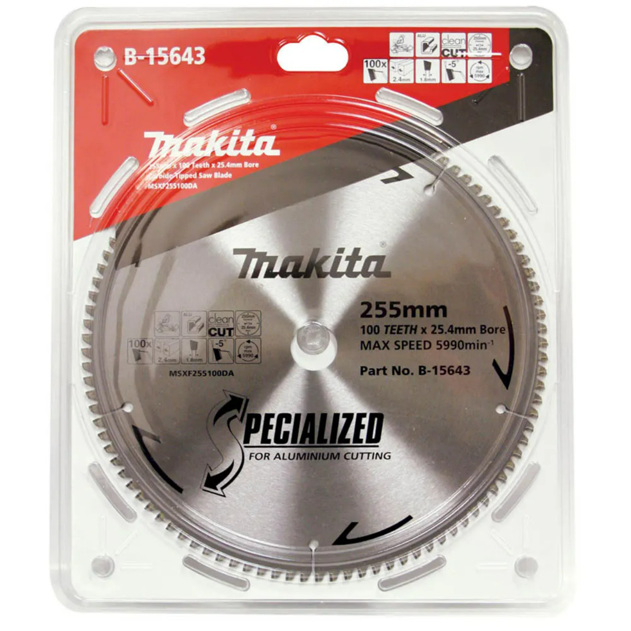 Makita Aluminium TCT Saw Blade 255mm x 25.4 x 100T