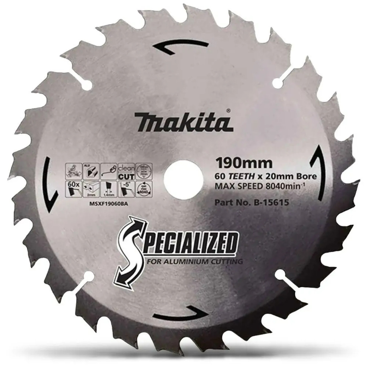 Makita 190mm x 20mm x 60T TCT Aluminum Circular Saw Blade