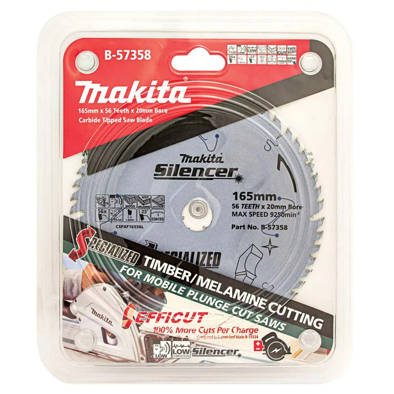 Efficut 165mmx20x56t Tct Saw Blade