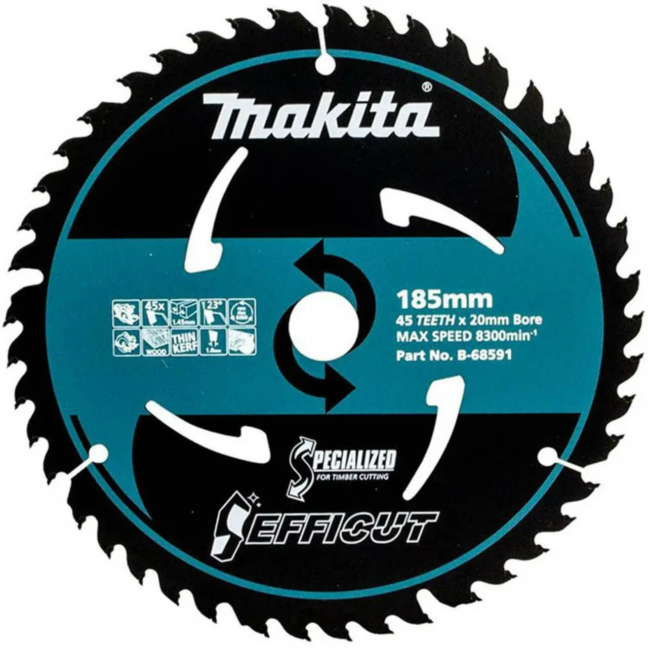 Makita Efficut 185mm x 20mm x 45T TCT Wood Circular Saw Blade