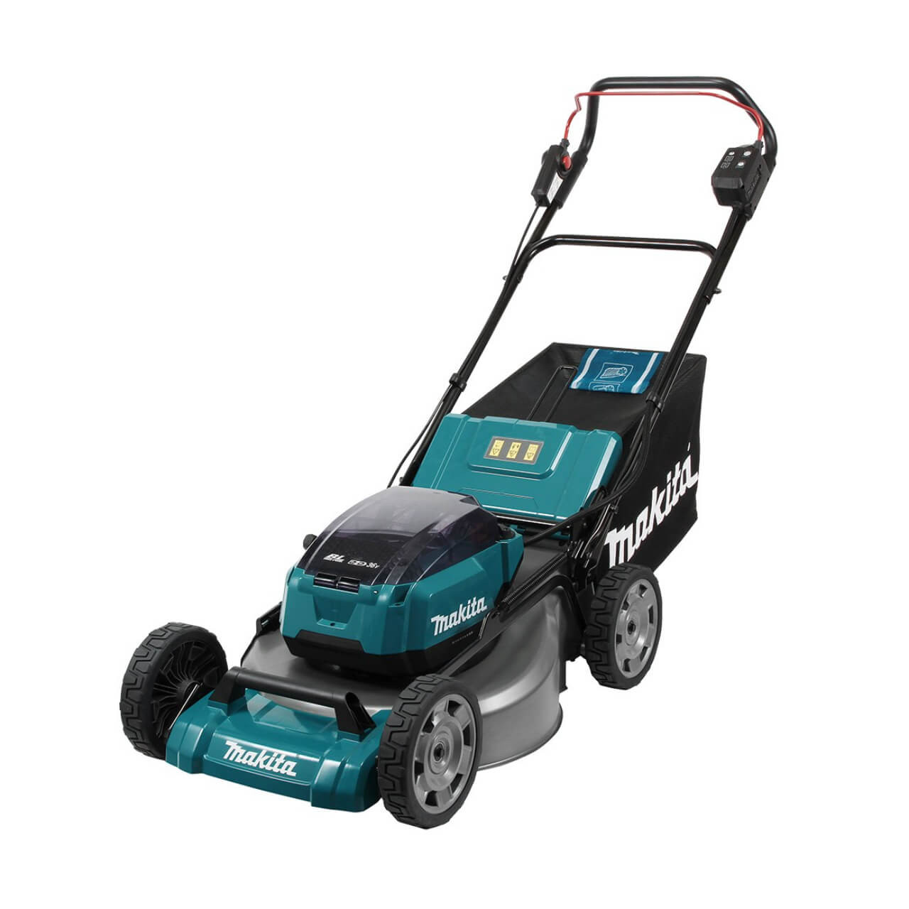 Makita 18Vx2 BRUSHLESS 534mm (21”) Lawn Mower Kit, Heavy Duty Steel Deck - Includes 2 x 6.0Ah Batteries & Dual Port Rapid Charger
