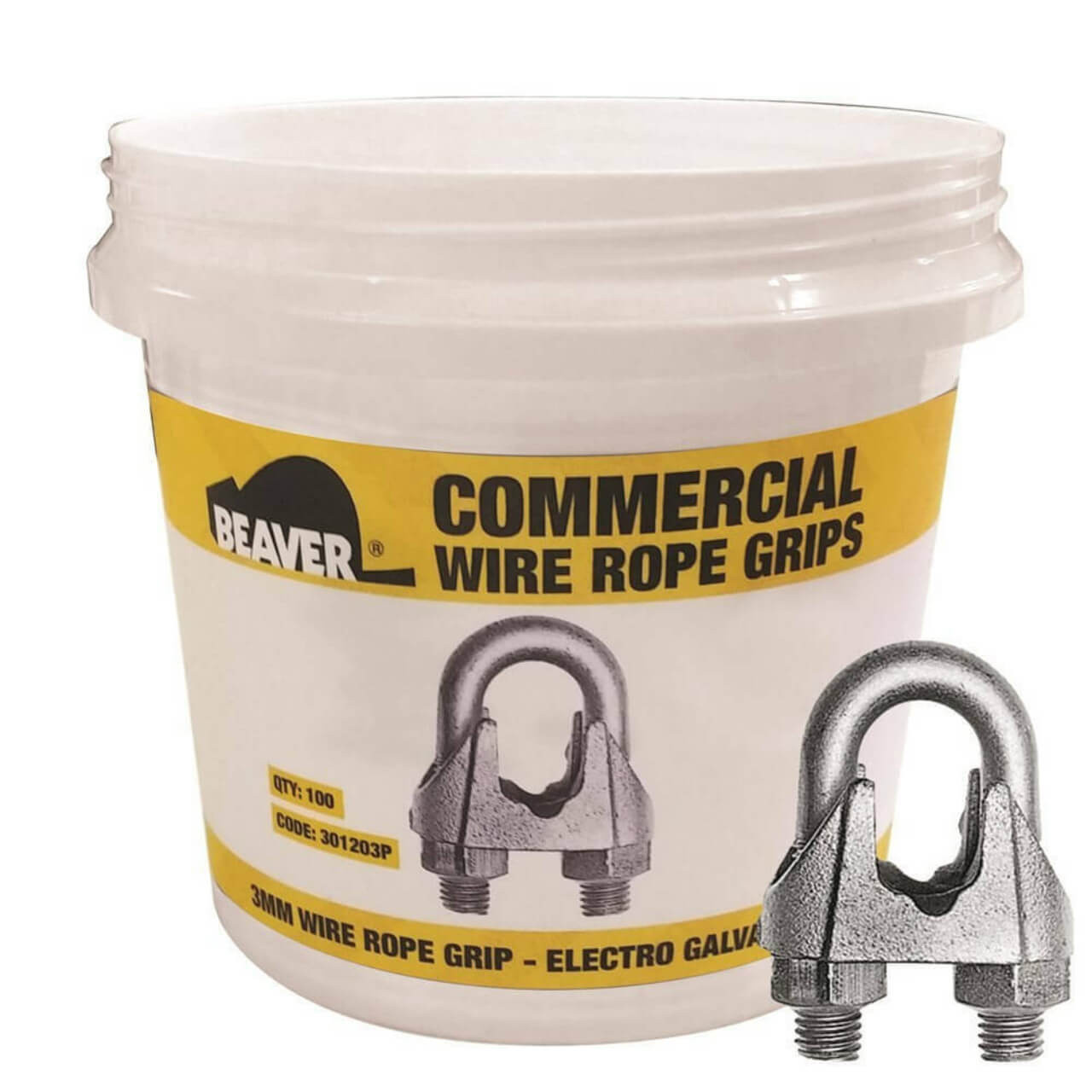 Beaver Wire Rope Grip electro galvanised 3mm pail 100