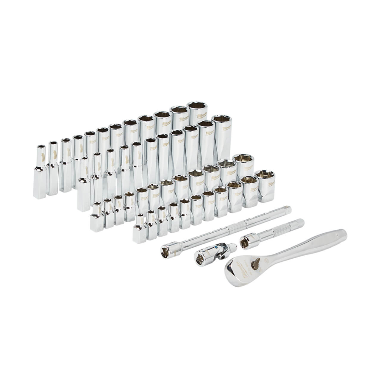 Milwaukee 5-15mm 5/32-9/16 1/4 Dr Ratchet & Socket Set Metric & Imperial 50pce