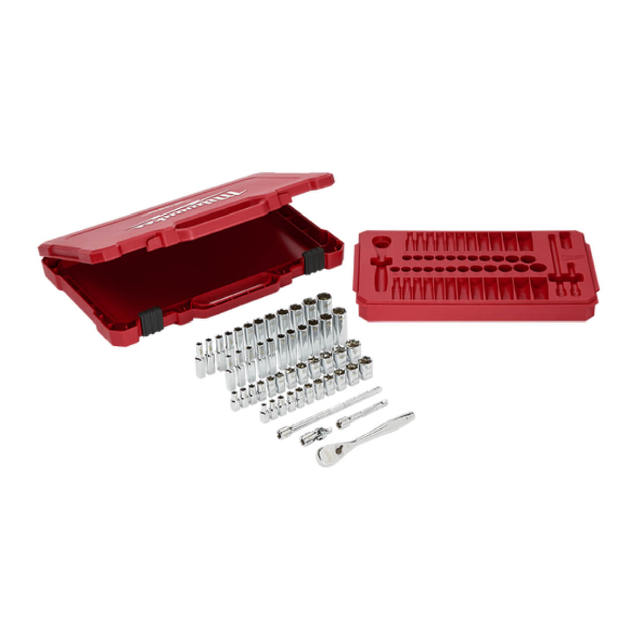 Milwaukee 5-15mm 5/32-9/16 1/4 Dr Ratchet & Socket Set Metric & Imperial 50pce